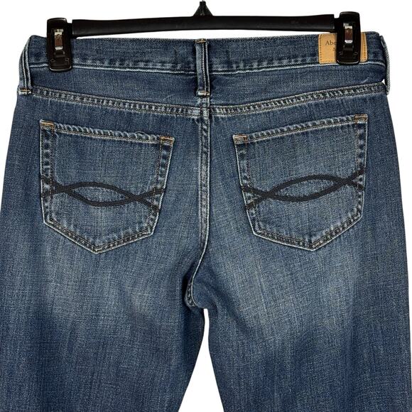 Abercrombie & Fitch SZ 28x25 Boyfriend Straight Jeans Mid-Rise Button-Fly Blue - Picture 6 of 11